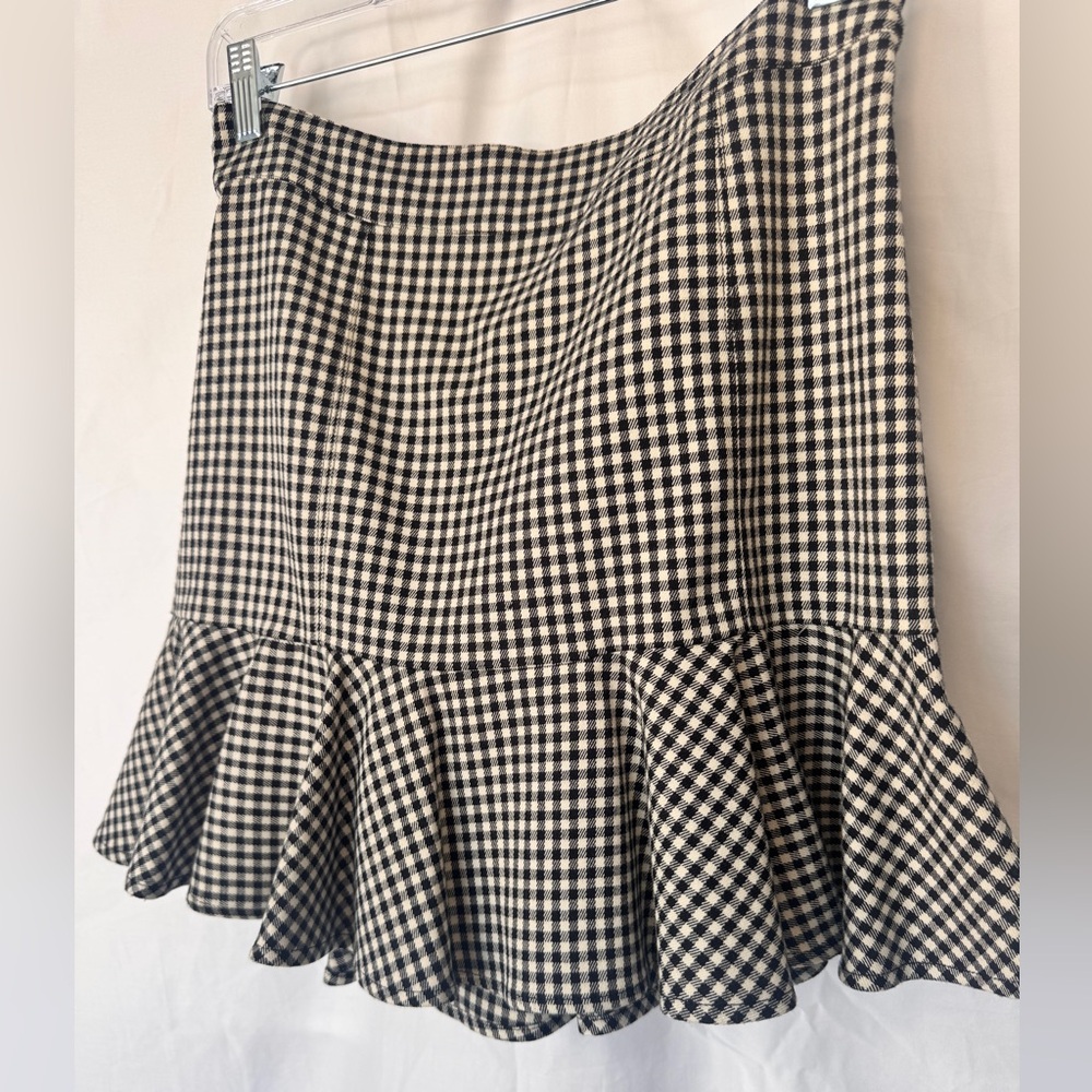 Veronica Beard Black and White Gingham Ruffle Hem Skirt - Picture 6 of 6
